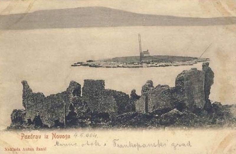 Pogled na otočić i ostatke utvrde Lopar, 1904